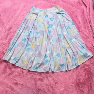 LuLaRoe Light Blue A-Line Skirt with Pastel Hearts